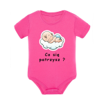 Body dziecięce z krótkim rękawem w kolorze różowym nadruk N0025