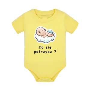 Body dziecięce z krótkim rękawem w kolorze żółtym nadruk N0025