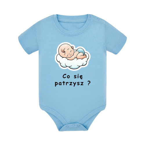 Body dziecięce z krótkim rękawem w kolorze niebieskim nadruk N0025