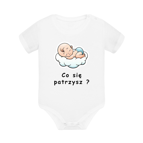 Body dziecięce z krótkim rękawem w kolorze białym nadruk N0025