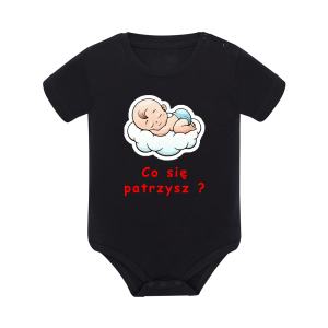 Body dziecięce z krótkim rękawem w kolorze czarnym nadruk N0026