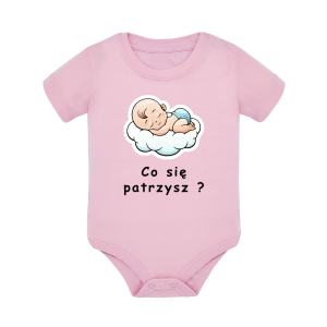 Body dziecięce z krótkim rękawem w kolorze jasny róż nadruk N0025