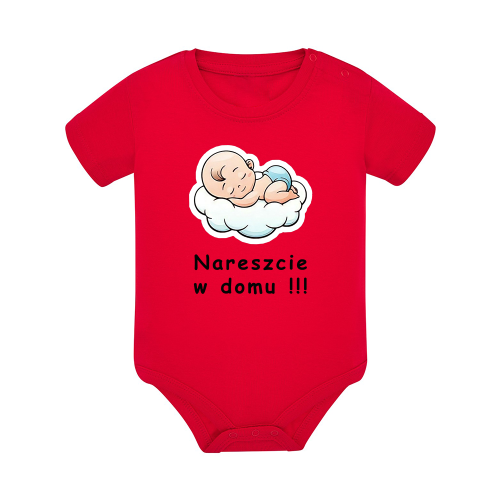 Body dziecięce z krótkim rękawem w kolorze czerwonym nadruk N0027