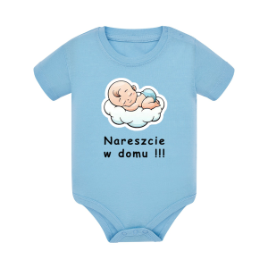 Body dziecięce z krótkim rękawem w kolorze niebieskim nadruk N0027