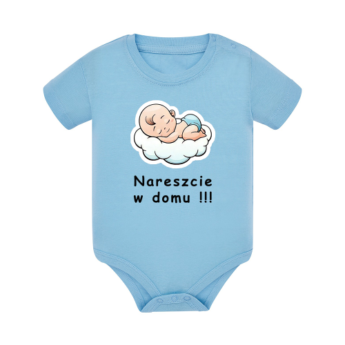 Body dziecięce z krótkim rękawem w kolorze niebieskim nadruk N0027