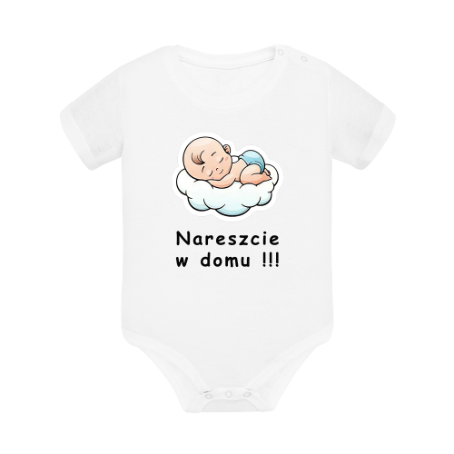 Body dziecięce z krótkim rękawem w kolorze białym nadruk N0027