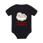 Body dziecięce z krótkim rękawem w kolorze czarnym nadruk N0028