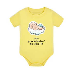 Body dziecięce z krótkim rękawem w kolorze żółtym nadruk N0030