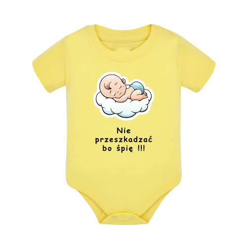 Body dziecięce z krótkim rękawem w kolorze żółtym nadruk N0030