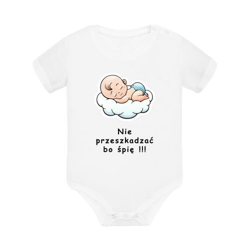 Body dziecięce z krótkim rękawem w kolorze białym nadruk N0030