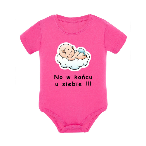 Body dziecięce z krótkim rękawem w kolorze różowym nadruk N0031