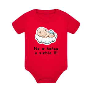 Body dziecięce z krótkim rękawem w kolorze czerwonym nadruk N0031