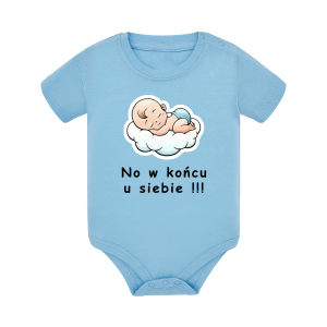 Body dziecięce z krótkim rękawem w kolorze niebieskim nadruk N0031