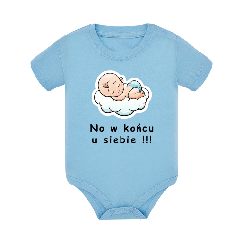 Body dziecięce z krótkim rękawem w kolorze niebieskim nadruk N0031