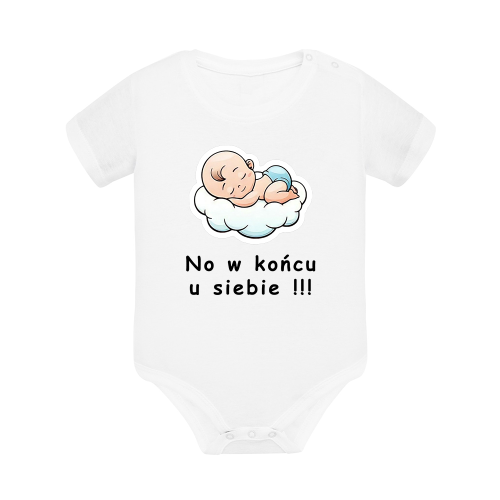 Body dziecięce z krótkim rękawem w kolorze białym nadruk N0031