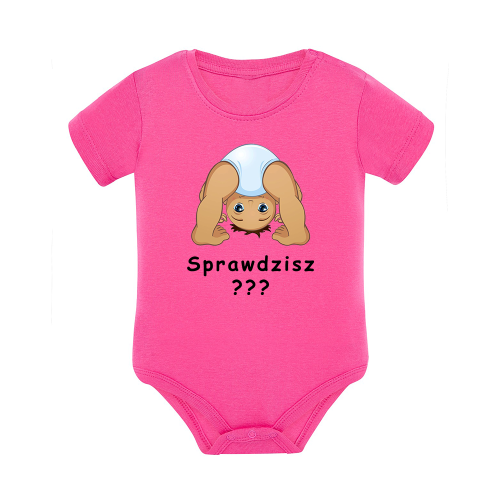 Body dziecięce z krótkim rękawem w kolorze różowym nadruk N0034