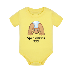 Body dziecięce z krótkim rękawem w kolorze żółtym nadruk N0034