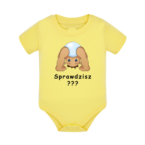 Body dziecięce z krótkim rękawem w kolorze żółtym nadruk N0034