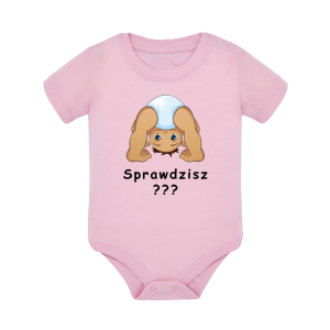 Body dziecięce z krótkim rękawem w kolorze jasny róż nadruk N0034