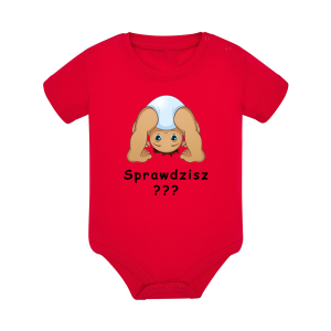 Body dziecięce z krótkim rękawem w kolorze czerwonym nadruk N0034