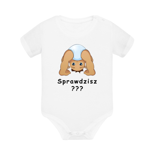 Body dziecięce z krótkim rękawem w kolorze białym nadruk N0034