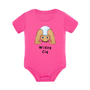 Body dziecięce z krótkim rękawem w kolorze różowym nadruk N0035