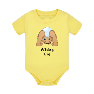 Body dziecięce z krótkim rękawem w kolorze żółtym nadruk N0035