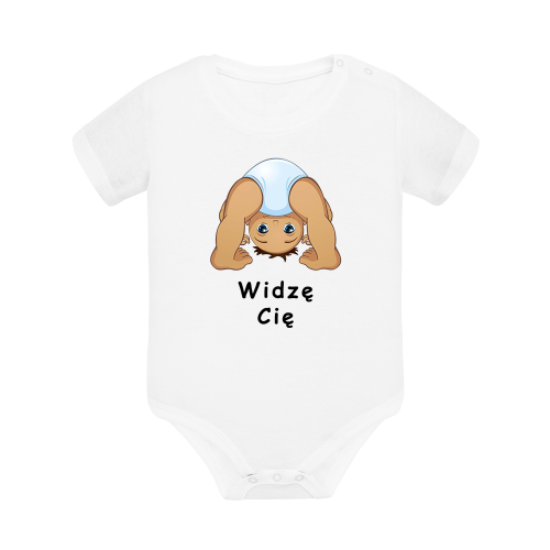 Body dziecięce z krótkim rękawem w kolorze białym nadruk N0035