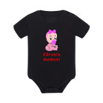 Body dziecięce z krótkim rękawem w kolorze czarnym nadruk N0037