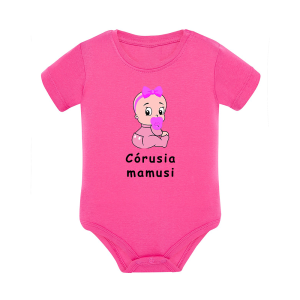 Body dziecięce z krótkim rękawem w kolorze różowym nadruk N0038