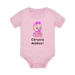 Body dziecięce z krótkim rękawem w kolorze jasny róż nadruk N0038