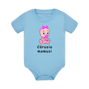 Body dziecięce z krótkim rękawem w kolorze niebieskim nadruk N0038