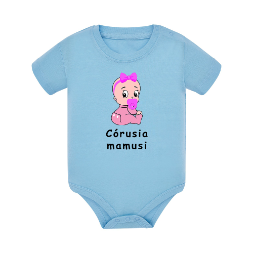 Body dziecięce z krótkim rękawem w kolorze niebieskim nadruk N0038