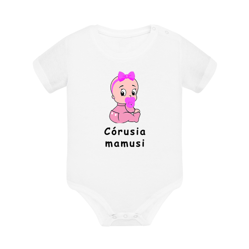 Body dziecięce z krótkim rękawem w kolorze białym nadruk N0038