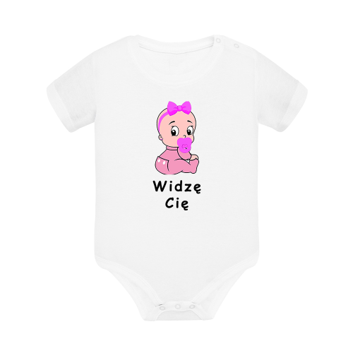 Body dziecięce z krótkim rękawem w kolorze białym nadruk N0040