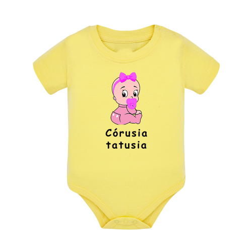 Body dziecięce z krótkim rękawem w kolorze żółtym nadruk N0041