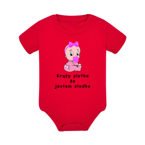 Body dziecięce z krótkim rękawem w kolorze czerwonym nadruk N0044