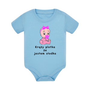 Body dziecięce z krótkim rękawem w kolorze niebieskim nadruk N0044