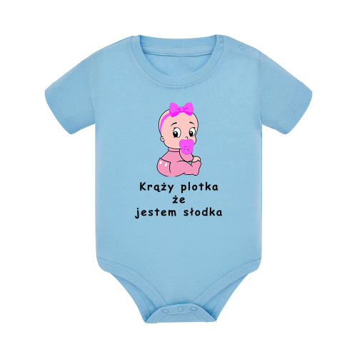 Body dziecięce z krótkim rękawem w kolorze niebieskim nadruk N0044