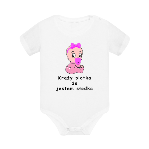 Body dziecięce z krótkim rękawem w kolorze białym nadruk N0044