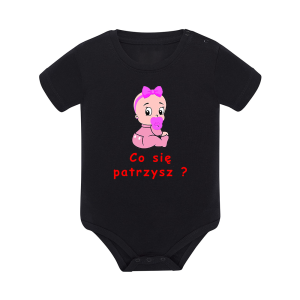 Body dziecięce z krótkim rękawem w kolorze czarnym nadruk N0045