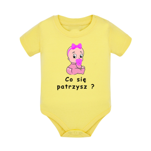Body dziecięce z krótkim rękawem w kolorze żółtym nadruk N0046