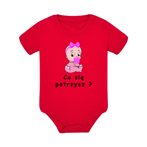 Body dziecięce z krótkim rękawem w kolorze czerwonym nadruk N0046