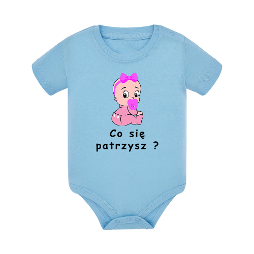 Body dziecięce z krótkim rękawem w kolorze niebieskim nadruk N0046