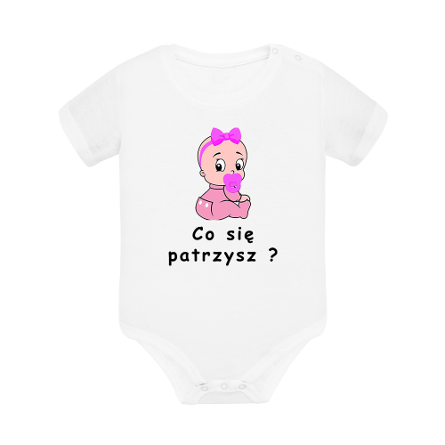 Body dziecięce z krótkim rękawem w kolorze białym nadruk N0046