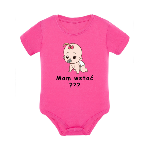 Body dziecięce z krótkim rękawem w kolorze różowym nadruk N0048