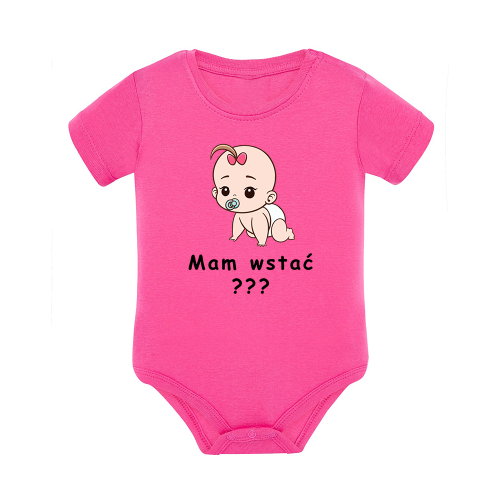 Body dziecięce z krótkim rękawem w kolorze różowym nadruk N0048