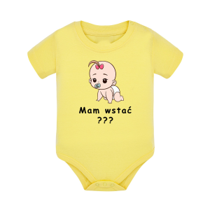 Body dziecięce z krótkim rękawem w kolorze żółtym nadruk N0048
