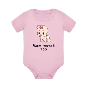 Body dziecięce z krótkim rękawem w kolorze jasny róż nadruk N0048