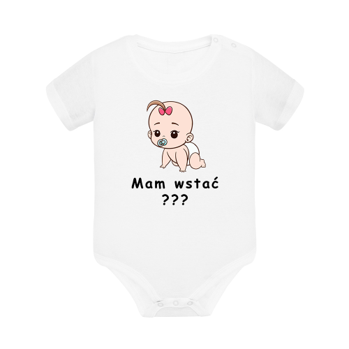 Body dziecięce z krótkim rękawem w kolorze białym nadruk N0048